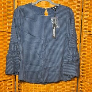 💰💰 Express Blue Long Sleeve Blouse with Ruffled Sleeves